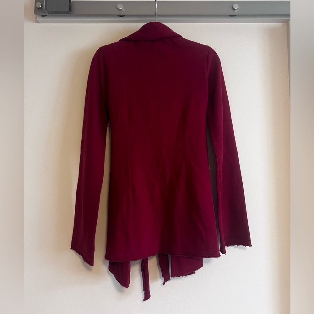 Lucky Brand Burgundy Open Front Tie-Waist Sweater - Picture 3 of 5